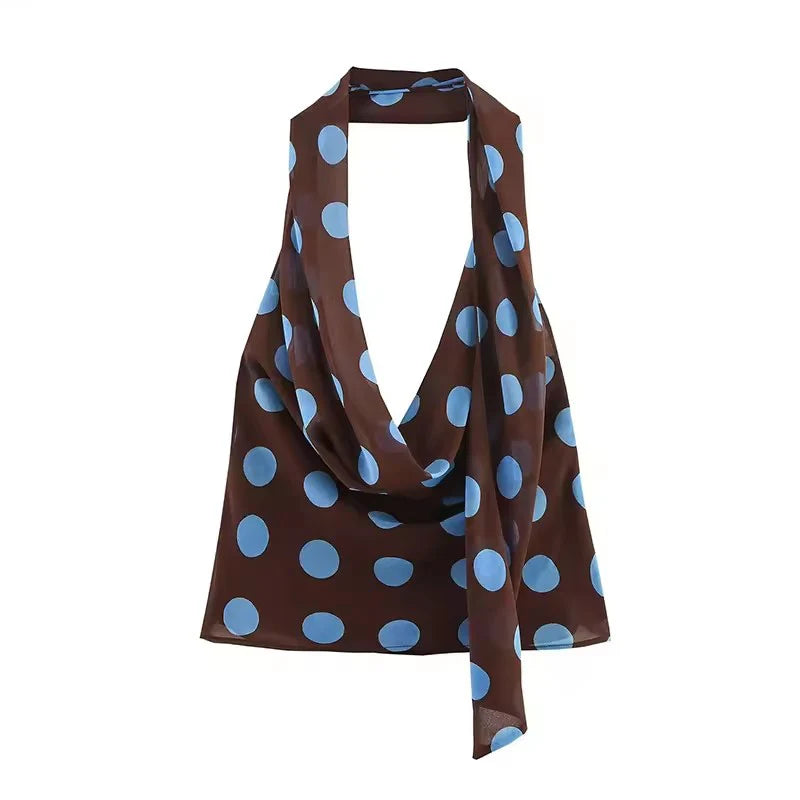 Polka Dot Halter Top & Midi Skirt Set