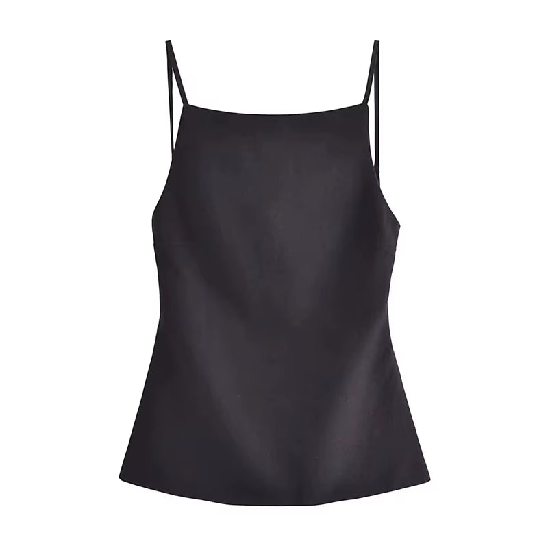 2025 Black Backless Top Female White Sleeveless Crop Top with Straps Summer Sexy Tops Woman Party Women'S Evening Top