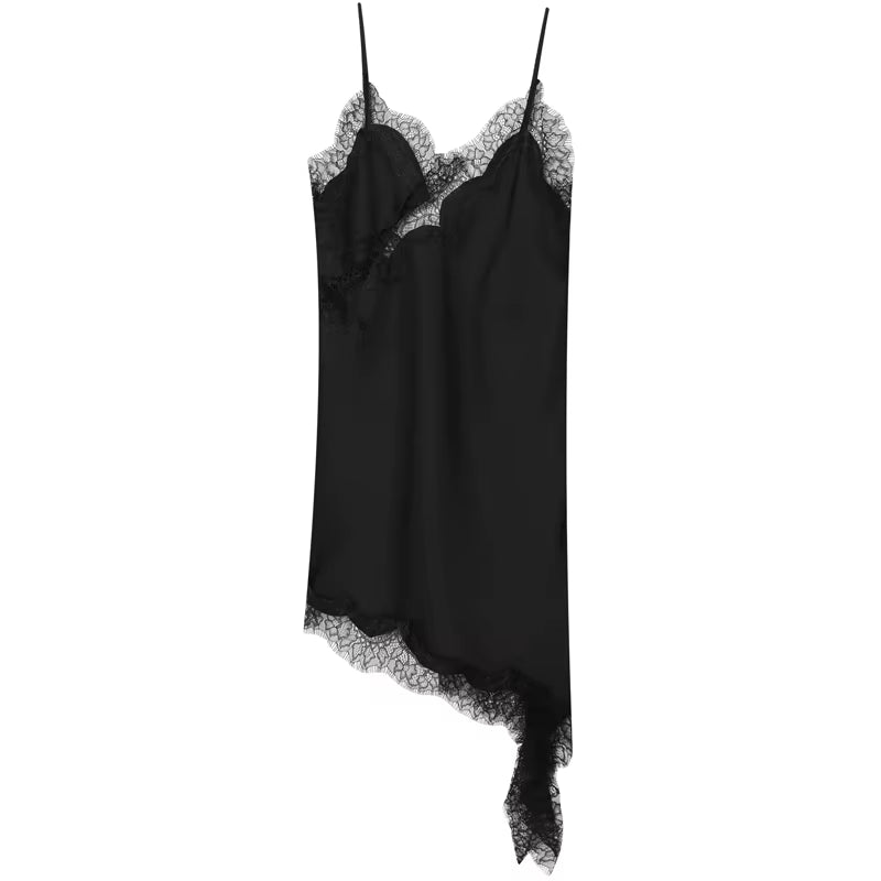Backless Lace Midi Slip Dress