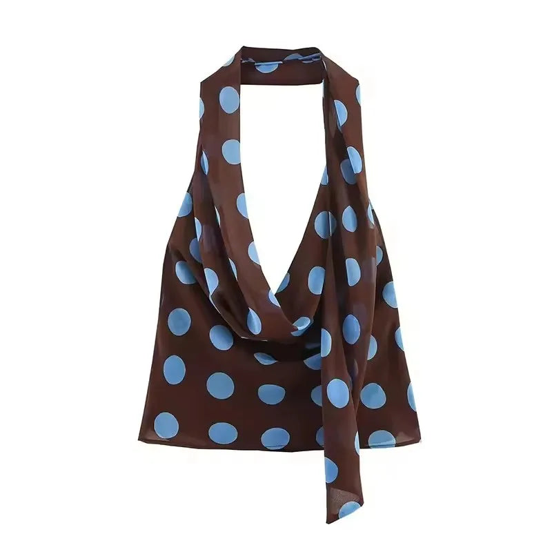 Polka Dot Halter Top & Midi Skirt Set