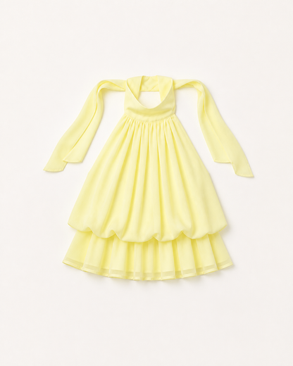 Delphine Tie-Front Chiffon Mini Dress