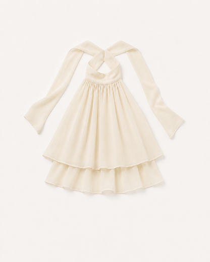 Delphine Tie-Front Chiffon Mini Dress