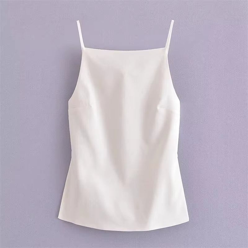 2025 Black Backless Top Female White Sleeveless Crop Top with Straps Summer Sexy Tops Woman Party Women'S Evening Top