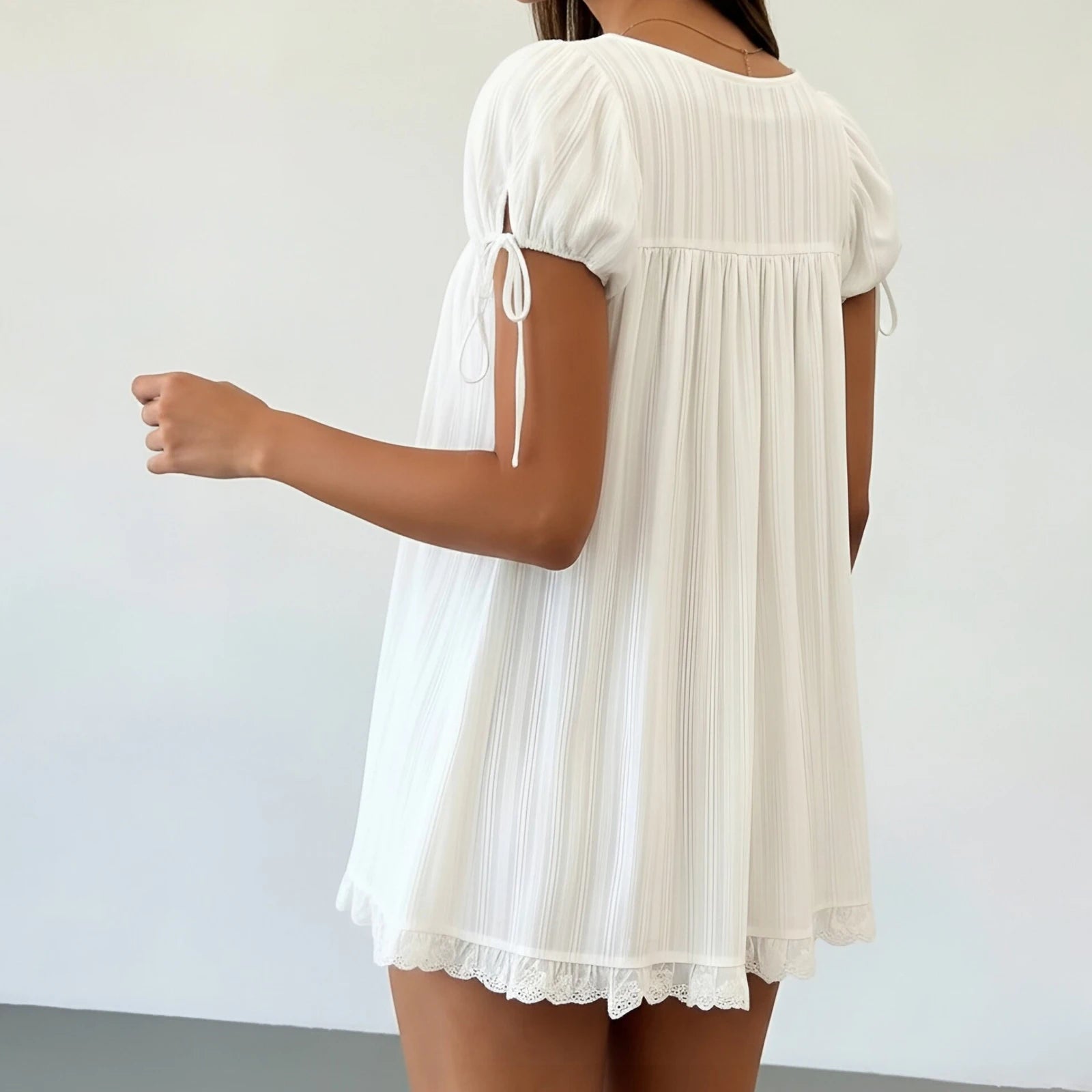 Y2K Coquette Dress Summer Women Square Neck Short Sleeve A-Line Mini Ruffled Dresses for Daily Shopping Office Travel