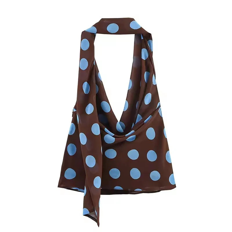 Polka Dot Halter Top & Midi Skirt Set