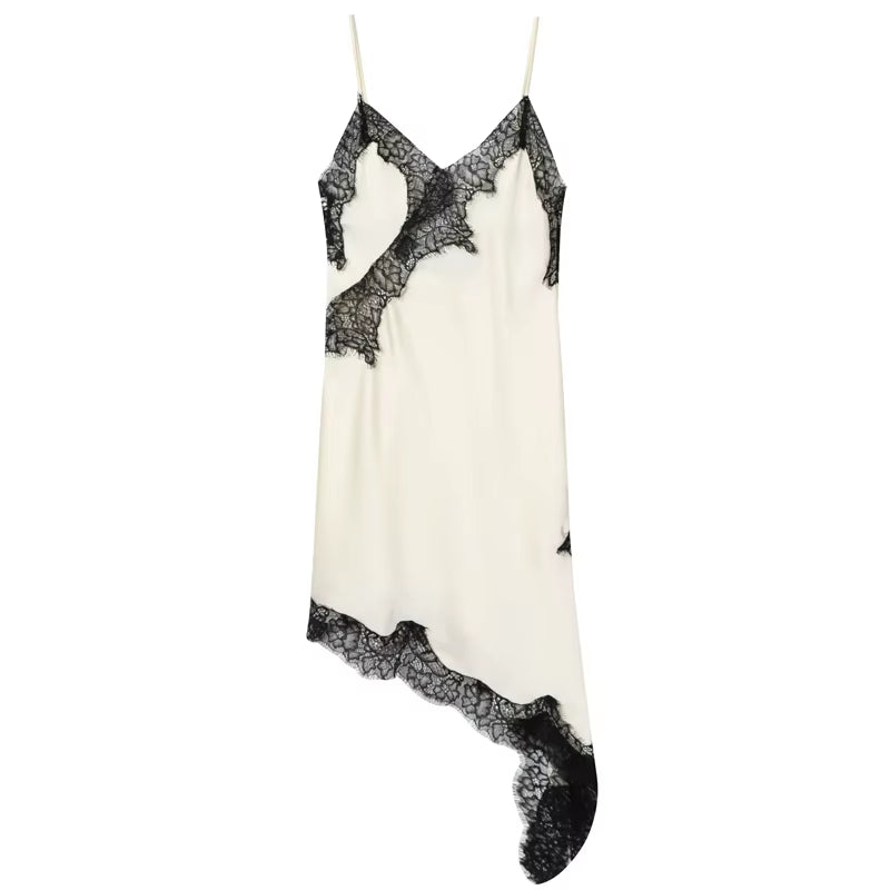 Backless Lace Midi Slip Dress