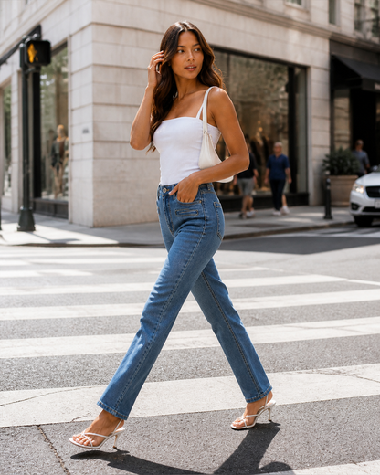 Quinn Panel Straight-Leg Jeans
