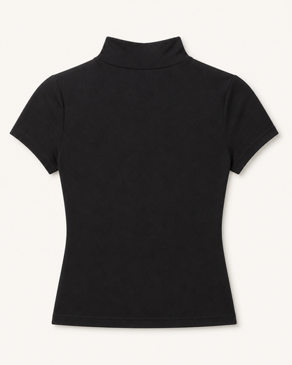 Lena Mock-Neck Short-Sleeve Top