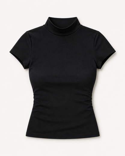 Lena Mock-Neck Short-Sleeve Top