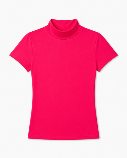 Lena Mock-Neck Short-Sleeve Top