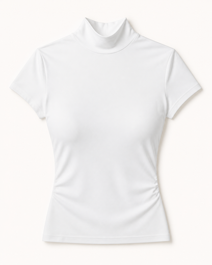 Lena Mock-Neck Short-Sleeve Top