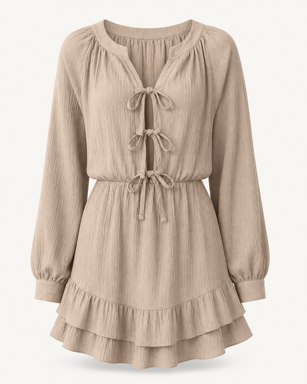 Sylvie Bow-Strap Ruffle-Hem Dress